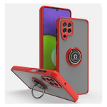 Чехол для Realme 9 матово-прозрачная, с защитой камеры и кольцом Magnet Adsorption, красная