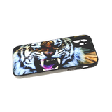 Чехол для Samsung Galaxy A23 стеклянный, матовый борт, яркий рисунок, тигр горизонтильный