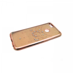 Силиконовый чехол Nokia 5 с блестящей наклейкой, окантовкой со стразами, розовое-золото