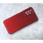 Силиконовый чехол для Samsung Galaxy A54  плотный, с блестками и с защитой камеры, красный