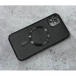 Силиконовый чехол для Iphone 15 Pro 2в1, блестящая подложка, с Magsafe, защита камеры, черный