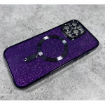 Силиконовый чехол для Iphone 15 Pro 2в1, блестящая подложка, с Magsafe, защита камеры, фиолетовый