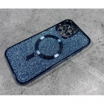 Силиконовый чехол для Iphone 16 2в1, блестящая подложка, с Magsafe, защита камеры, голубой