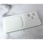 Силиконовый чехол для Realme C67 матовый soft-touch, цветные кнопки, с визитницей, белый