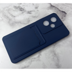 Силиконовый чехол для Realme C67 матовый soft-touch, цветные кнопки, с визитницей, темно-синий