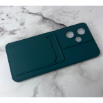 Силиконовый чехол для Realme C67 матовый soft-touch, цветные кнопки, с визитницей, зеленый