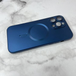 Силиконовый чехол для Iphone 15 Pro плотный, матовый с защитой и MagSafe, синий