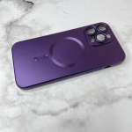 Силиконовый чехол для Iphone 15 Pro Max плотный, матовый с защитой и MagSafe, темно-фиолетовый
