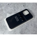 Силиконовый чехол для Iphone 15 Silicone Case+линзы на камеру, с антишок углами, черный