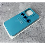 Силиконовый чехол для Iphone 15 Pro Silicone Case+линзы на камеру, с антишок углами, бирюзовый