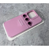 Силиконовый чехол для Iphone 15 Silicone Case+линзы на камеру, с антишок углами, розовый