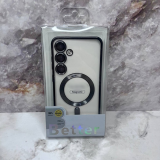 Силиконовый чехол Better для Iphone 16 Pro Max прозрачный в сеточку, с защитой, magsafe, черный