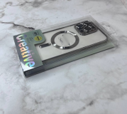 Силиконовый чехол Creative для Iphone 16 Pro прозрачный с MagSafe и защитой, цветной борт, серебро