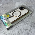 Силиконовый чехол Creative для Iphone 16 Pro прозрачный с MagSafe и защитой, цветной борт, золото