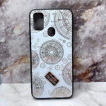 Чехол для Realme C63/C61 Fashion Design, круговые узоры, стразы вокруг, белая
