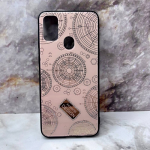 Чехол для Realme C63/C61 Fashion Design, круговые узоры, стразы вокруг, пудра