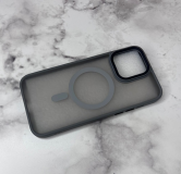 Чехол для Xiaomi Redmi 13C матово-прозрачный с Magsafe, силиконовый борт, в тех.паке, серая