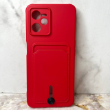 Силиконовый чехол для Xiaomi Redmi 10 матовый, однотонный с визитницей (SOFTCARD), красный