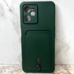 Силиконовый чехол для Xiaomi Redmi 10 матовый, однотонный с визитницей (SOFTCARD), темно-зеленый