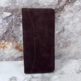 Чехол-книга NEW FASHION Huawei Honor 400 из нубука с силик. основанием и визитницей, коричневая