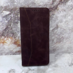 Чехол-книга NEW FASHION Huawei Honor 400 из нубука с силик. основанием и визитницей, коричневая