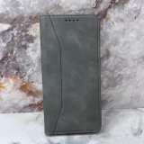 Чехол-книга NEW FASHION Samsung Galaxy A26 из нубука с силиконовым основанием и визитницей, серая