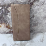 Чехол-книга NEW FASHION для Xiaomi Redmi Note 14 из нубука с сил. основанием и визитницей, св-коричн