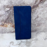 Чехол-книга NEW FASHION для Samsung Galaxy A56 из нубука с сил. основанием и визитницей, темно-синяя