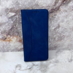 Чехол-книга NEW FASHION для Xiaomi Redmi Note 14 из нубука с сил. основанием и визитницей, тём-синяя