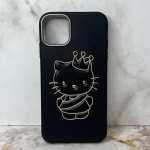 Силиконовый чехол для Samsung Galaxy A36 под кожу, Hello Kitty, золотая окантовка, черный