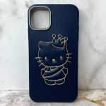 Силиконовый чехол для Samsung Galaxy A36 под кожу, Hello Kitty, золотая окантовка, темно-синий