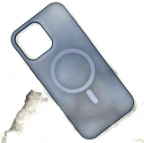 Чехол для Iphone 14 Pro Max прозрачно-матовый c Magsafe, синий