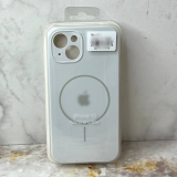 Силиконовый чехол для Iphone 14 (6.1) Silicone Case с MagSafe, защита камеры, в блистере, белый