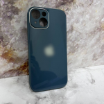 Чехол для Iphone 16 Pro Max стеклянный, силиконовый борт, окантовка и защита, с лого, изумрудная