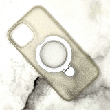 Силиконовый чехол для Iphone 17 Pro FixStyle матовый с блестками, кольцо-подставка, белый