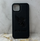 Чехол для Iphone 15 IRON MAN под кожу с Орлом, черный