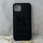 Чехол для Iphone 15 IRON MAN под кожу с Орлом, черный