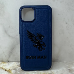 Чехол для Iphone 15 IRON MAN под кожу с Орлом, синий