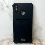 Силиконовый чехол Realme 12 матовый, однотонный с визитницей (TOUCHCARD), черный