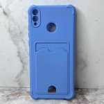 Силиконовый чехол Realme 12 матовый, однотонный с визитницей (TOUCHCARD), голубой