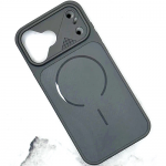 Силиконовый чехол для Xiaomi Redmi 17 матовый, рисунок под карбон, имитация MagSafe, серый