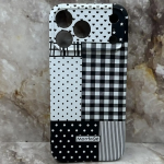 Силиконовый чехол для Iphone 17 матовый, защита камеры, с рисунком, черно-белая клетка