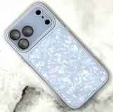Чехол для Iphone 17 Pro Max перламутровый, защита камеры, металл. кнопки, голубой