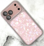 Чехол для Iphone 17 Pro Max перламутровый, защита камеры, металл. кнопки, нежно-розовый