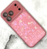 Чехол для Iphone 17 Pro Max перламутровый, защита камеры, металл. кнопки, розовый
