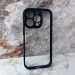 Чехол для Iphone 16 Pro прозрачный, цветной-силиконовый борт, черный