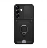 Силиконовый чехол для Huawei Honor X8 с кольцом и визитницей (RINGCARD), черный