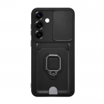 Силиконовый чехол для Huawei Honor X8 с кольцом и визитницей (RINGCARD), черный