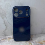Чехол для Iphone 12 стеклянный, силиконовый борт, с логотипом, цвет №2, темно-синий