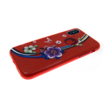 Силиконовый чехол для Iphone 6/6S Блестящий с цветами, цветок с бабочками красный